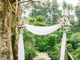 White Roses Backdrop Set Bali Florist Decoration